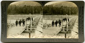 Officers Crossing a Pontoon Bridge by Keystone View Company